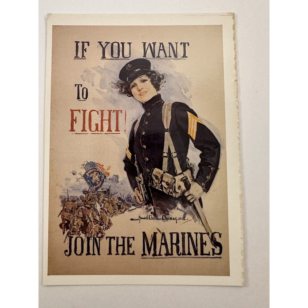 Postcard If You Want To Fight! Join the Marines Replica 1990 Dover Publications - Picture 1 of 4